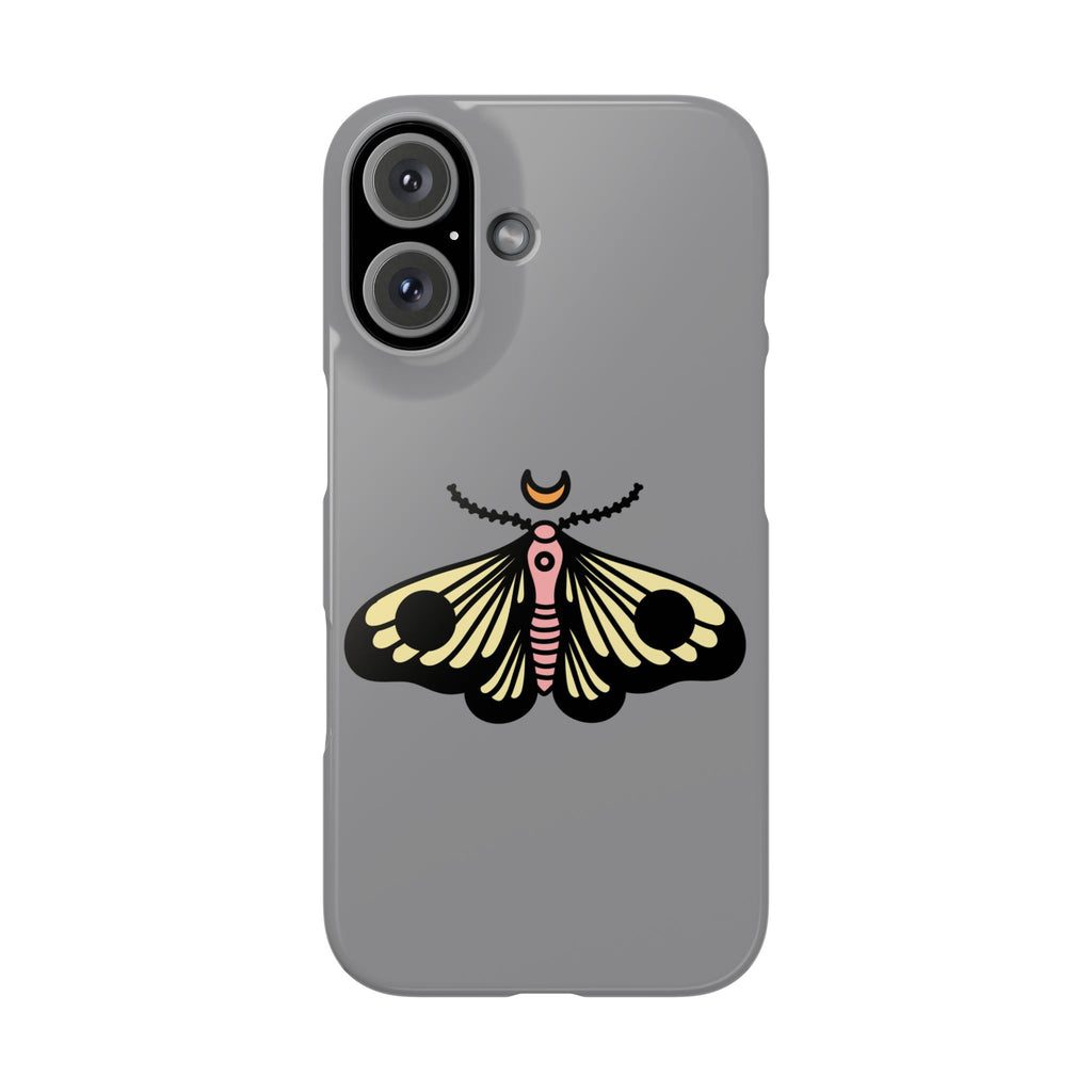 Phone case with a butterfly design on a gray background