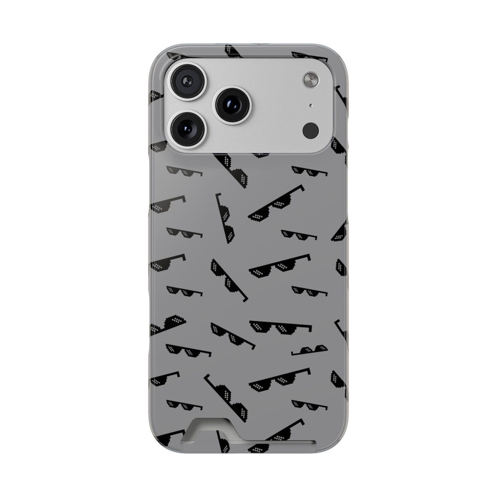 Phone case with sunglasses pattern on a gray background
